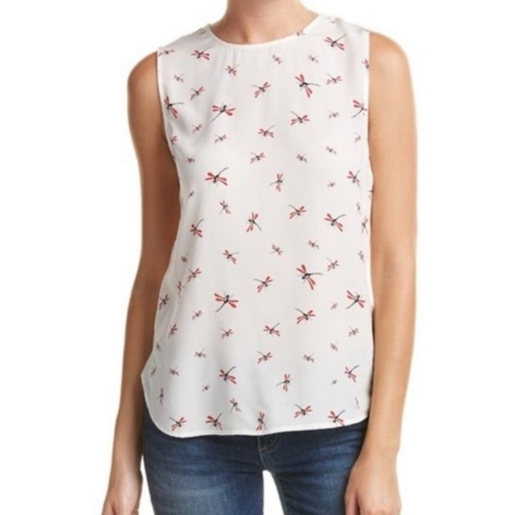 Equipment Femme “Lyle” 100% Silk Sleeveless dragonfly allover printed blouse 🖤 - Picture 2 of 10